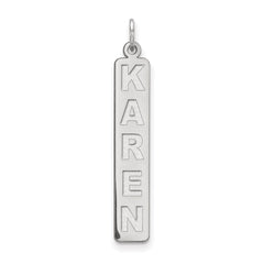 14k White Gold Large  Arial Black New Font Bar Charm