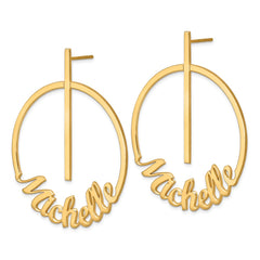 14K Large Circle Name Post Earrings