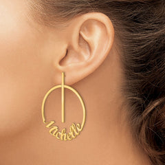 14K Large Circle Name Post Earrings