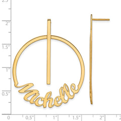 14K Large Circle Name Post Earrings