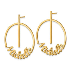 14K Small Circle Name Post Earrings