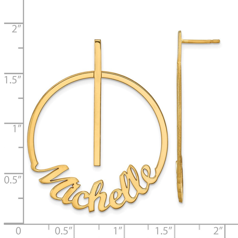 14K Small Circle Name Post Earrings