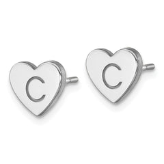 10k White Gold Initial Heart Post Earrings