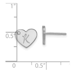 14KW Initial Heart with Diamond Post Earrings