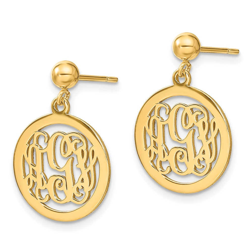 Sterling Silver/Gold-plated Round Monogram Dangle Earrings