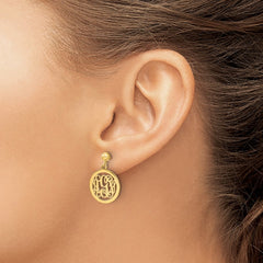 Sterling Silver/Gold-plated Round Monogram Dangle Earrings