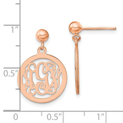 Sterling Silver/Rose-plated Round Monogram Dangle Earrings
