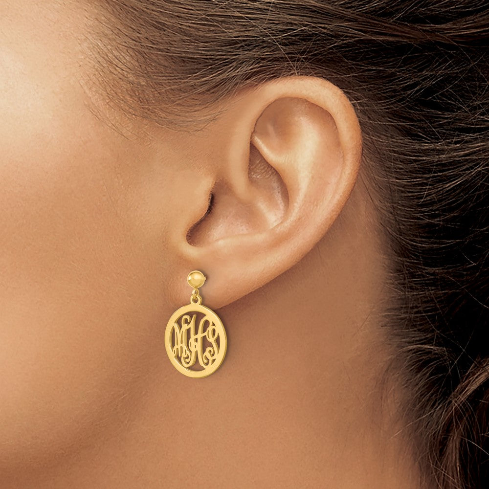 Sterling Silver/Gold-plated Monogram Dangle Earrings