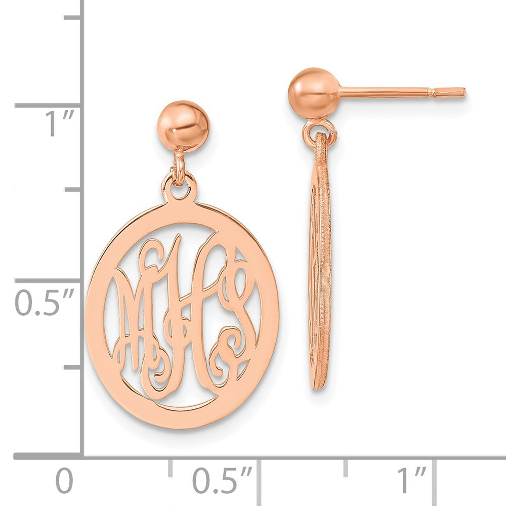 Sterling Silver/Rose-plated Monogram Dangle Earrings