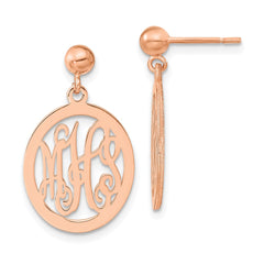 Sterling Silver/Rose-plated Monogram Dangle Earrings - 3