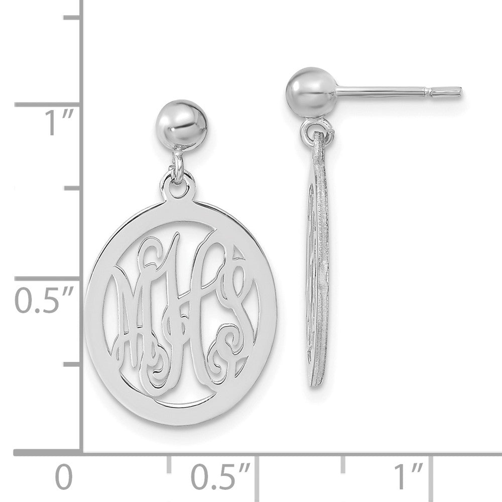 Sterling Silver/Rhodium-plated Monogram Dangle Earrings