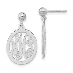 14k White Gold Monogram Dangle Earrings - 3