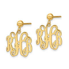 14k Yellow Gold Monogram Dangle Earrings - 4