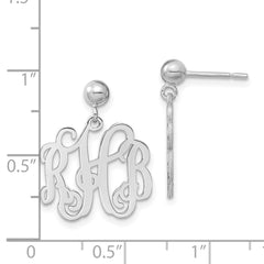 14k White Gold Monogram Dangle Earrings - 4