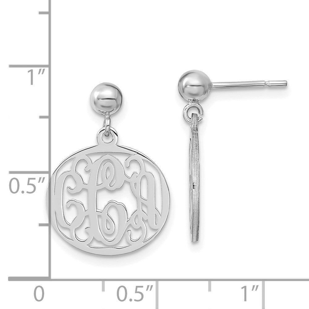 Sterling Silver/Rhodium-plated Monogram Dangle Earrings