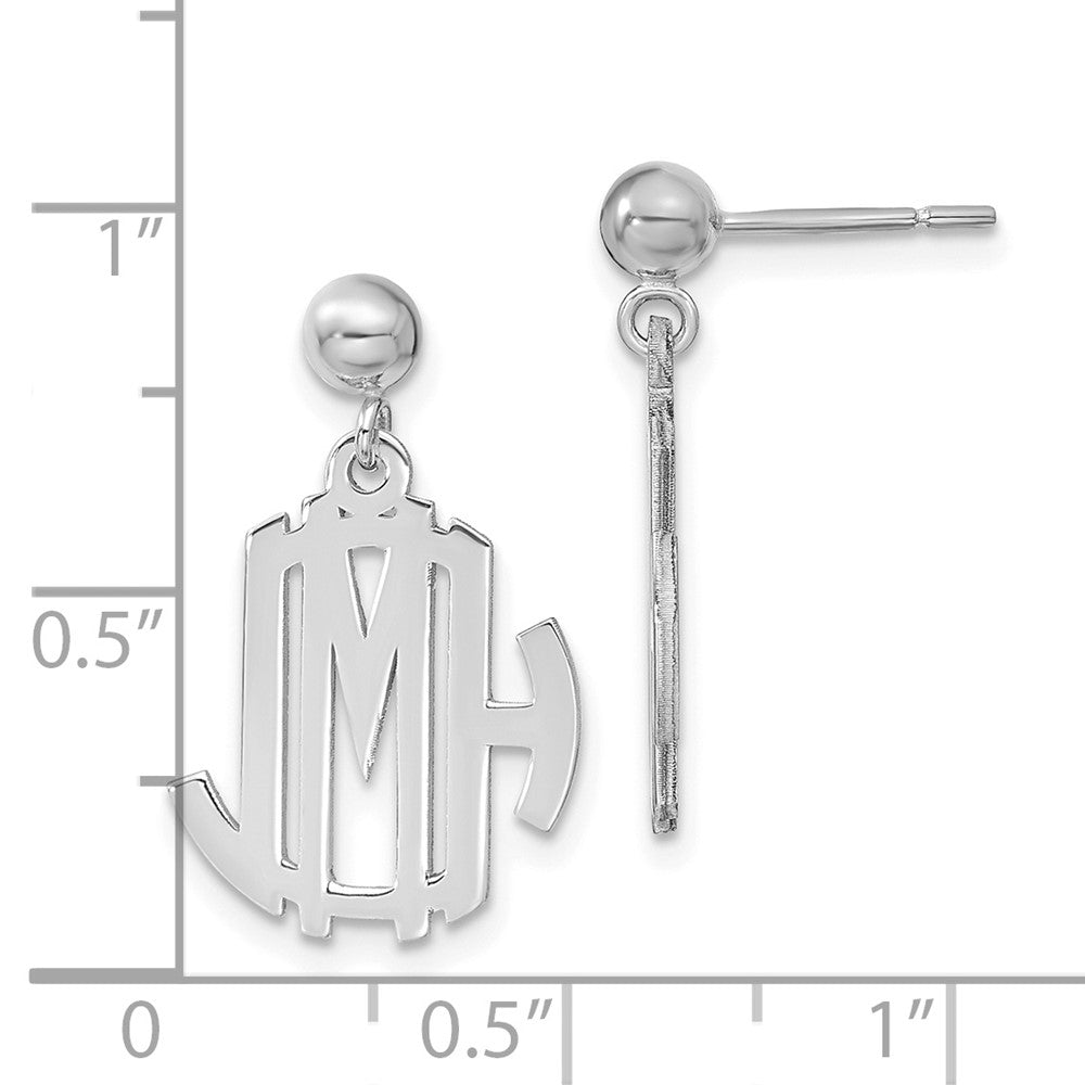 Sterling Silver/Rhodium-plated Monogram Dangle Earrings