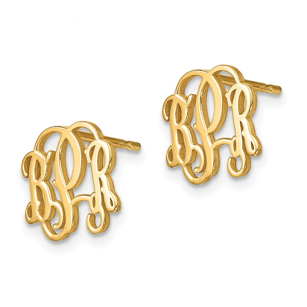 14k Yellow Gold Monogram Post Earrings