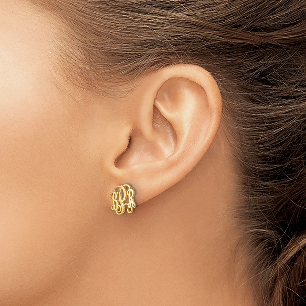 14k Yellow Gold Monogram Post Earrings