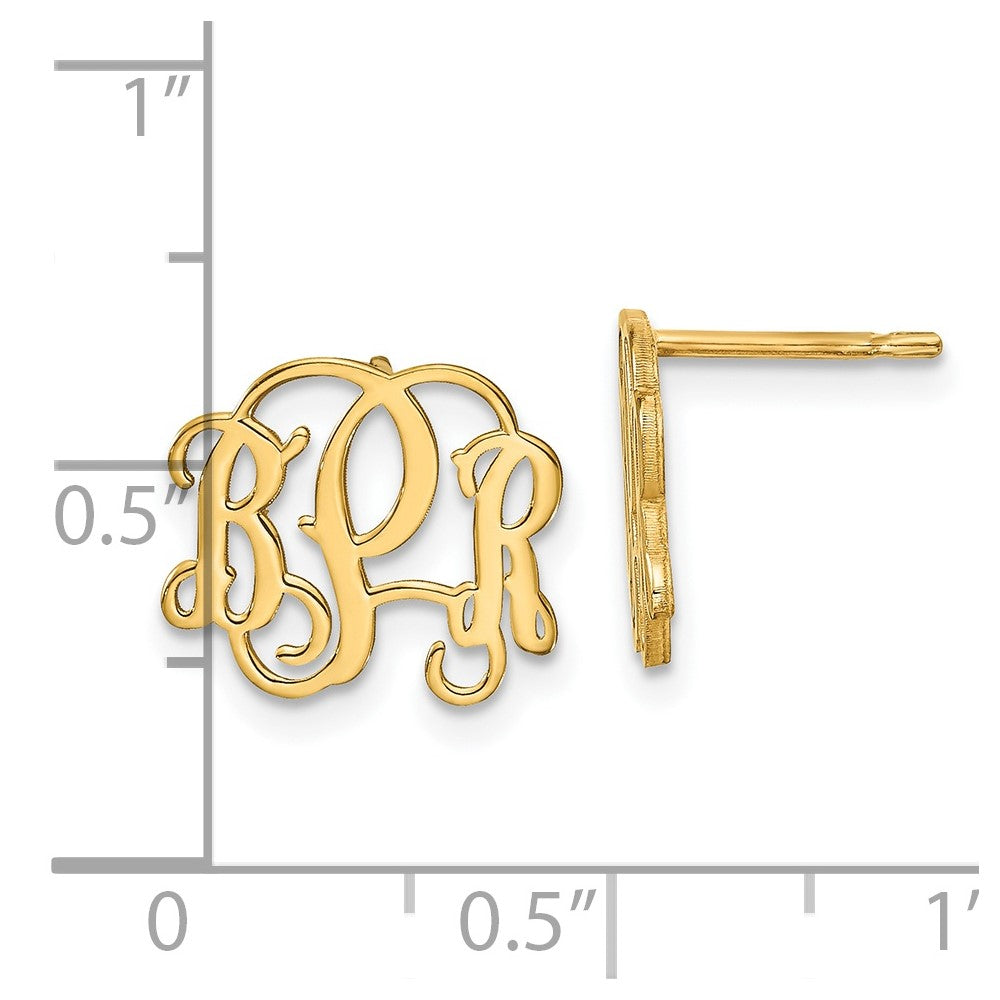 14k Yellow Gold Monogram Post Earrings