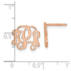 Sterling Silver/Rose-plated Monogram Post earrings