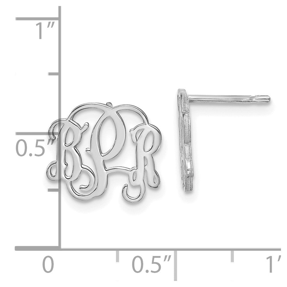 14k White Gold Monogram Post Earrings