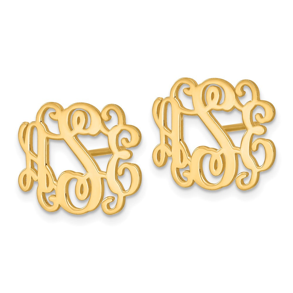 14k Yellow Gold Monogram Post Earrings