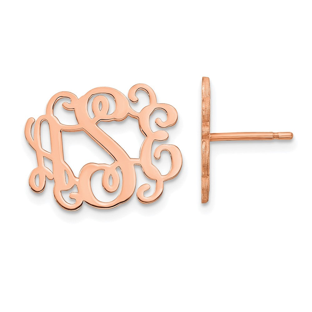 Sterling Silver/Rose-plated Monogram Post Earrings