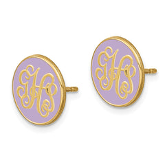 14k Yellow Gold Round Monogram w/Epoxy Post Earrings