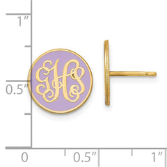 14k Yellow Gold Round Monogram w/Epoxy Post Earrings