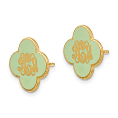 14KY Enameled Clover Monogram Post Earrings