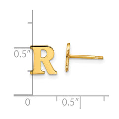 Sterling Silver Gold-plated Letter R Initial Post Earrings