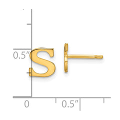 Sterling Silver Gold-plated Letter S Initial Post Earrings