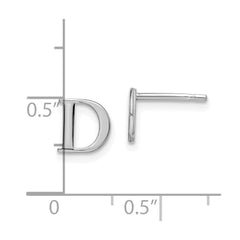 Sterling Silver Rhodium-plated Letter D Initial Post Earrings