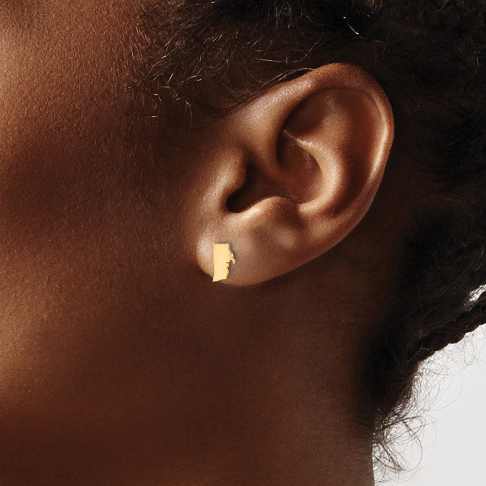 14KY Rhode Island State Earrings