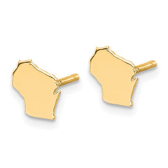 14KY Wisconsin State Earrings