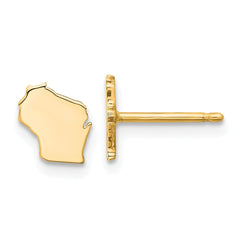 14KY Wisconsin State Earrings