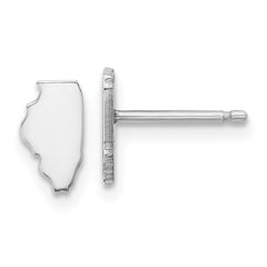 Sterling Silver/Rhodium-plated Illinois State Earrings