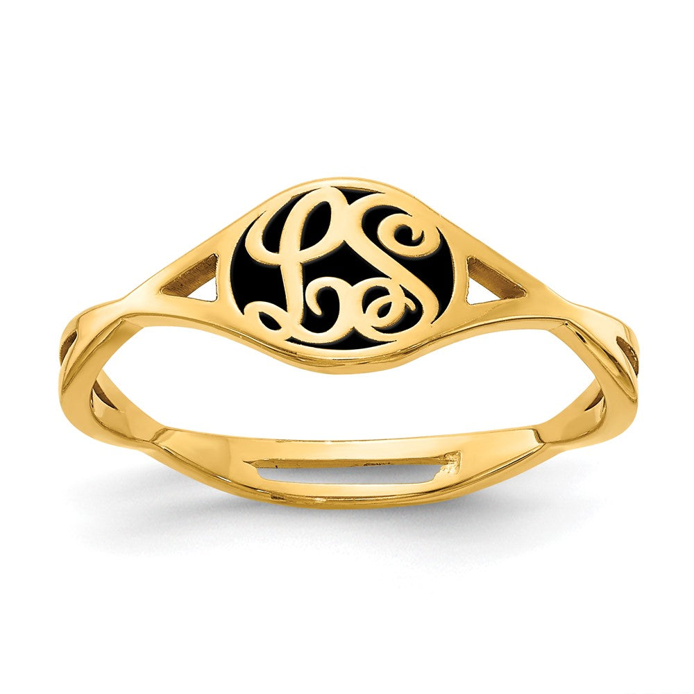 14k Yellow Gold Twisted Band with Epoxy Monogram Ring