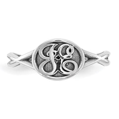 SS/Rhodium-plated Twisted Band with Epoxy Monogram Ring