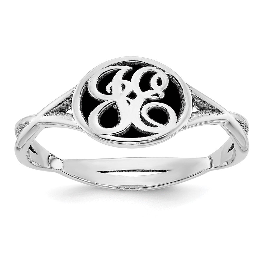 10k White Gold Twisted Band with Epoxy Monogram Ring