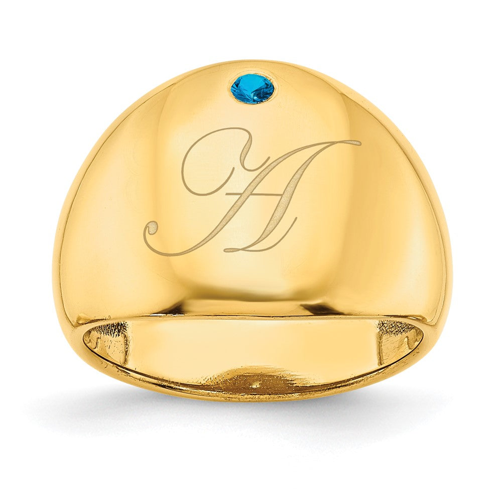 14KY 1 Birthstone Personalized Cigar Ring