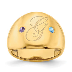 14KY 2 Birthstone Personalized Cigar Ring