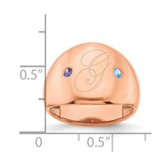 10K Rose Gold 2 Birthstone Personalized Cigar Ring