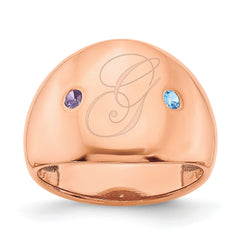 10K Rose Gold 2 Birthstone Personalized Cigar Ring