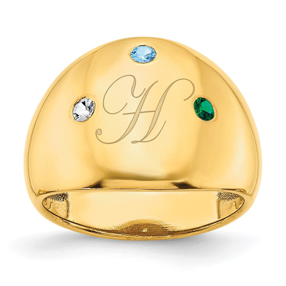 14KY 3 Birthstone Personalized Cigar Ring