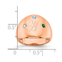 10K Rose Gold 3 Birthstone Personalized Cigar Ring