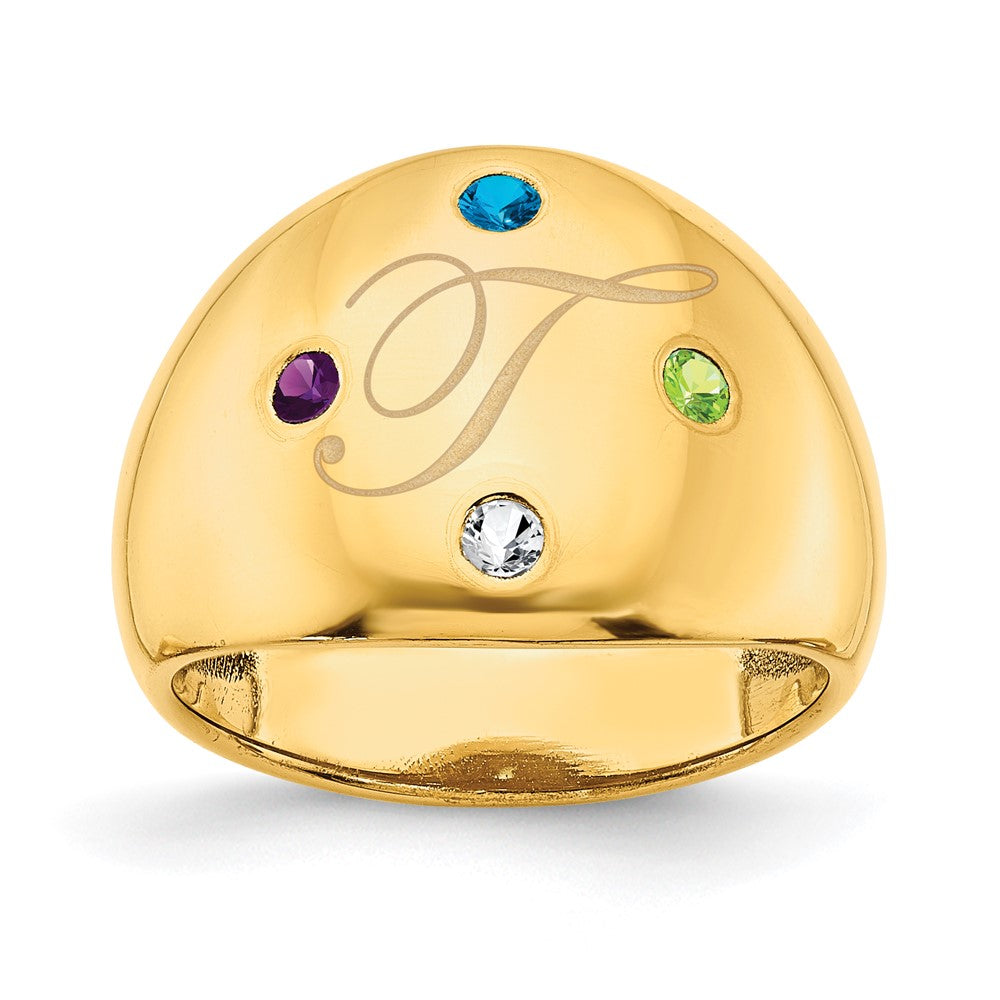 14KY 4 Birthstone Personalized Cigar Ring