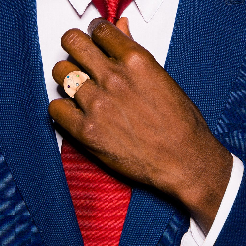 10K Rose Gold 4 Birthstone Personalized Cigar Ring