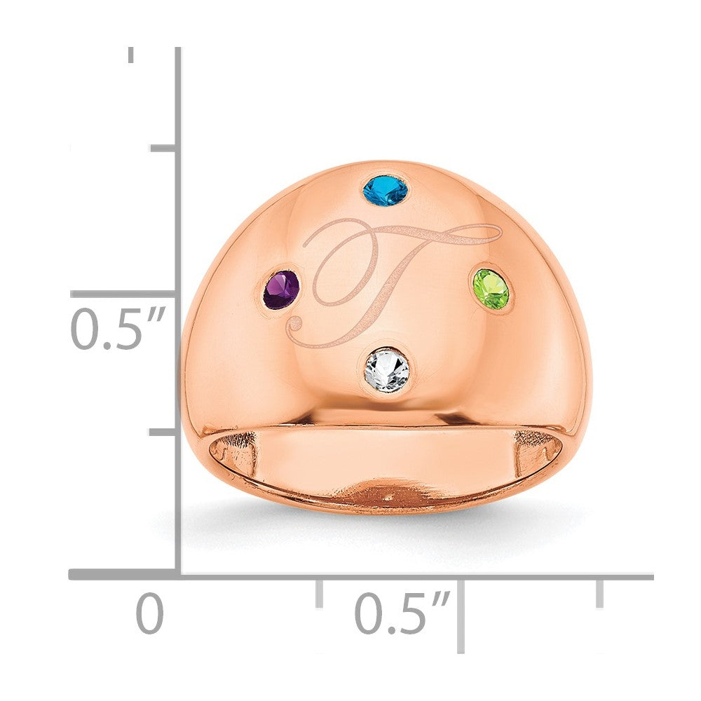 10K Rose Gold 4 Birthstone Personalized Cigar Ring