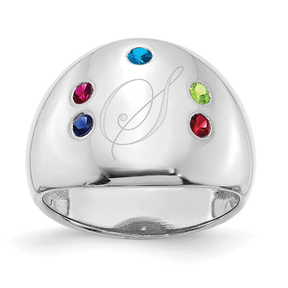 14KW 5 Birthstone Personalized Cigar Ring